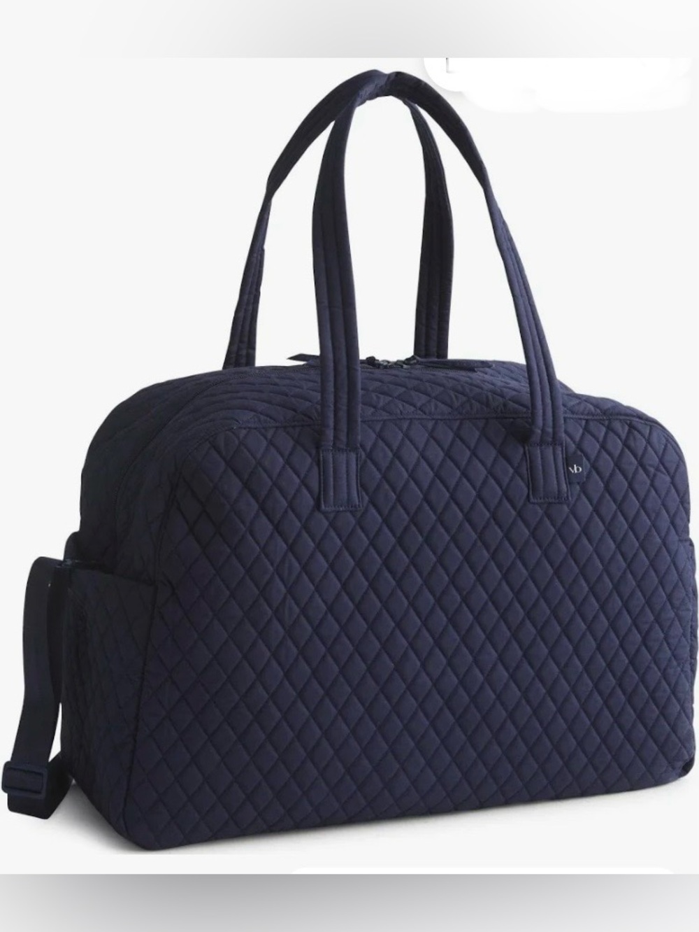 Vera Bradley Ultralight Quilted Navy Floral Weekender Travel Bag Like NEW